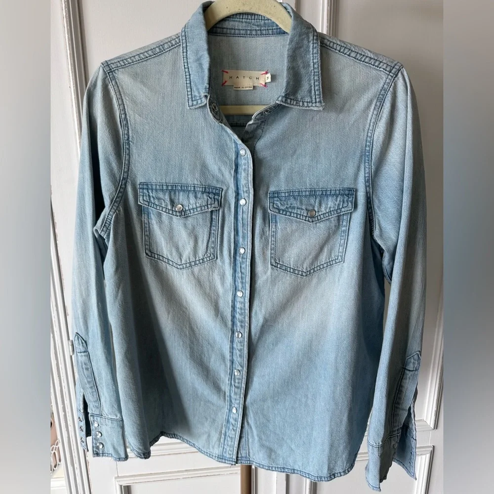 Hatch Light Blue Denim Button Down Shirt - Picture 3 of 6